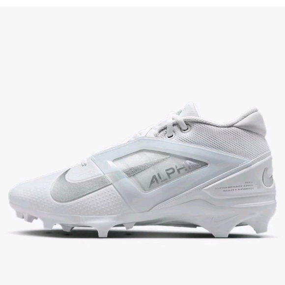 Nike Alpha Menace 4 Pro Football Cleats White Silver - Picture 1 of 8